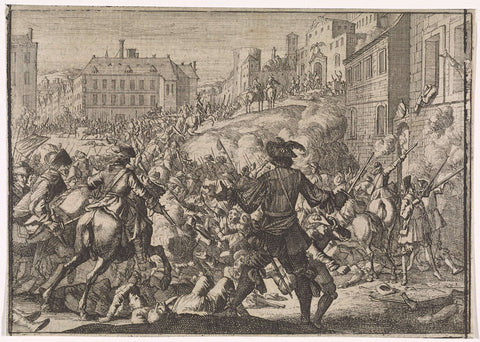 Conquest of Prague by the Swedish army, 1648, Caspar Luyken (attributed to), 1701 Canvas Print