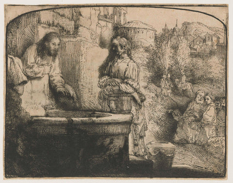 Christ and the Woman of Samaria, Rembrandt van Rijn, 1657 - 1658 Canvas Print