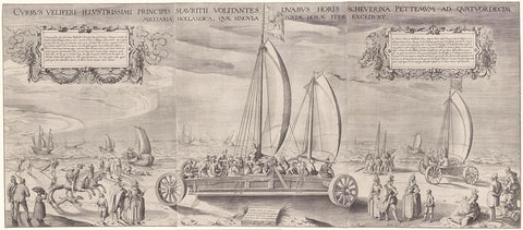 Sailing wagon of Simon Stevin, 1602, Willem Isaacsz. of Swanenburg, 1652 Canvas Print