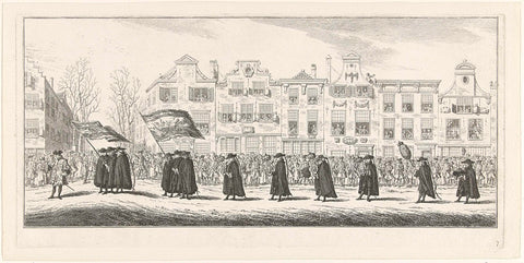 Representatives of the land and navy and various regions in the funeral procession of Anna of Hanover in Delft, 1759, Simon Fokke, 1759 - 1761 Canvas Print