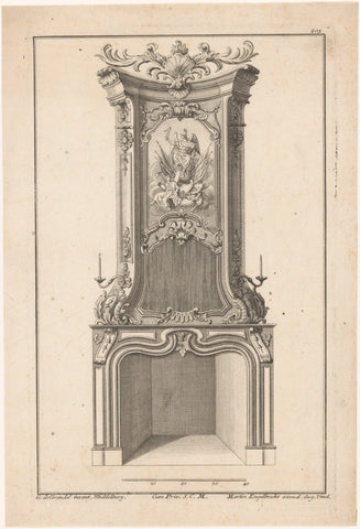 Design for a chimney with Victoria, anonymous, Gerrit de Grendel, 1708 - 1756 Canvas Print