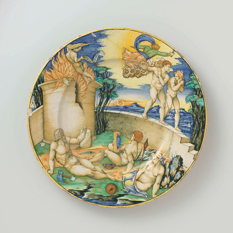 Dish with the Expulsion from Paradise, anonymous, c. 1535 - c. 1545 Canvas Print