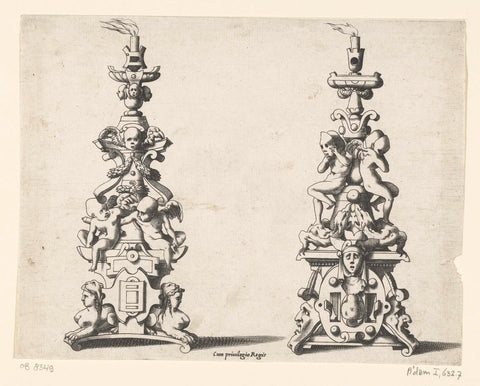 Two candlesticks, René Boyvin (possibly), c. 1542 - c. 1580 Canvas Print