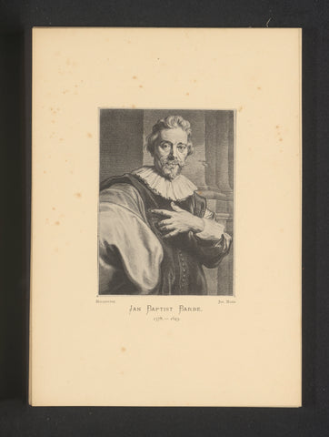 Reproduction of an engraving of a portrait of Jan-Baptist Barbé by Schelte Adamsz. Bolswert, Joseph Maes, c. 1872 - in or before 1877 Canvas Print