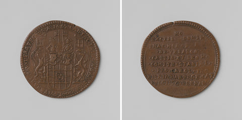 Inacho Melchior Ferdinand de Velasco, konstabel van Castilie en Leon, governor of the southern Netherlands, calculation medal of Charles Jacques Taye, magistrate of the Brussels Treasury, anonymous, 1669 Canvas Print