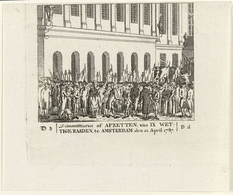 Publication of the remotion of the nine councillors in Amsterdam, 1787, anonymous, 1787 - 1790 Canvas Print