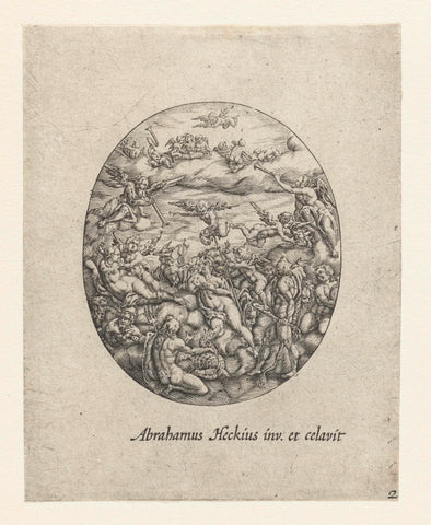 Oval with the Olympic gods in the clouds, Abraham van den Hecken, 1608 Canvas Print