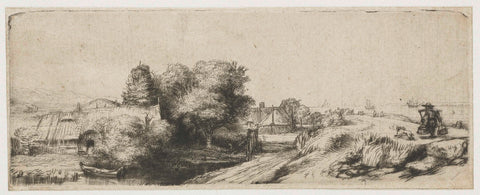 Landscape with a Fisherman (‘The Milkman’), Rembrandt van Rijn, c. 1650 Canvas Print