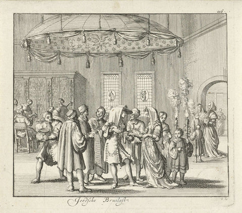 Jewish wedding, Jan Luyken, 1683 Canvas Print