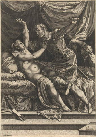 Lucretia and Sextus, Cornelis Cort, 1586 Canvas Print