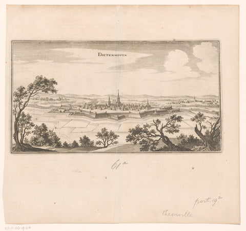 View of Thionville, Caspar Merian, 1654 - c. 1700 Canvas Print