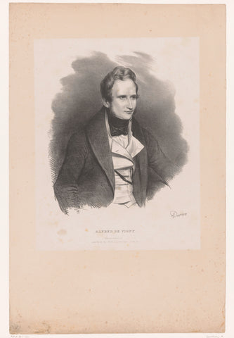 Portrait of Alfred de Vigny, Achille Devéria, 1831 Canvas Print