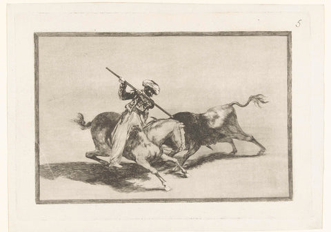 Bull hunting on horseback, Francisco de Goya, 1811 - 1816 Canvas Print