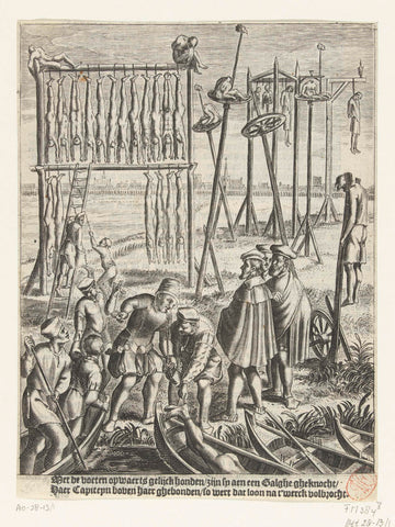 The corpses of the anabaptists on the gallows field, 1535, anonymous, 1612 - 1614 Canvas Print