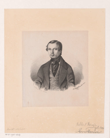 Portrait of student R. Fervier, Johan Hendrik Hoffmeister, 1843 Canvas Print