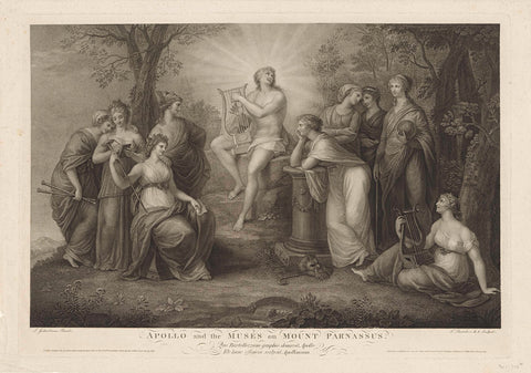 Apollo and the Muses on the Parnassus, Francesco Bartolozzi, 1800 Canvas Print