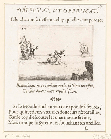 Siren between two ships, Jacques Callot, 1646 Canvas Print