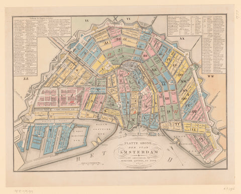 Map of Amsterdam, Daniël Veelwaard (II), 1837 - 1839 Canvas Print