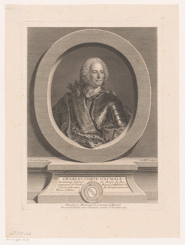 Portrait of Charles, comte d'Aumale, Johann Georg Wille, 1752 Canvas Print