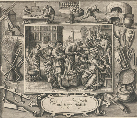 De hongerigen spijzigen, Crispijn van de Passe (I), 1580 - 1588 Canvas Print