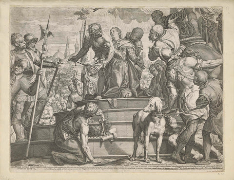 The martyrdom of Saint Justina of Padua (lower half), Agostino Carracci, 1582 Canvas Print