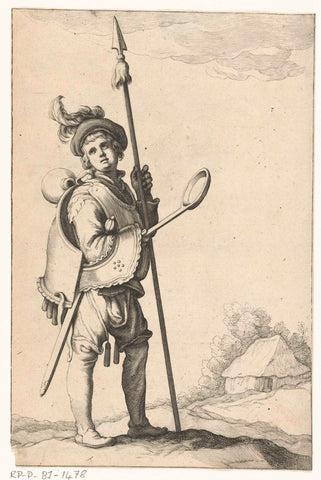 Soldier boy with spear, Frederick Bloemaert, c. 1650 - c. 1750 Canvas Print