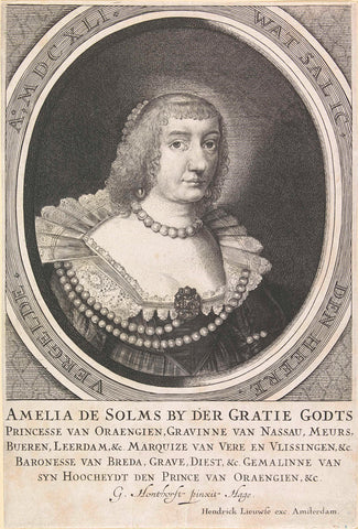 Portrait of Amalia van Solms, anonymous, 1641 Canvas Print