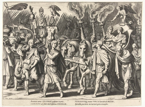 Victory of Charles V and his brother Ferdinand I to the liberation of Vienna, Cornelis Boel, 1614 Canvas Print