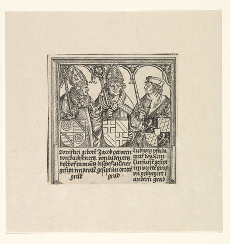 Archbishops Boniface and Jacob, and Count Palatine Ludwig, Albrecht Dürer (workshop of), 1515 Canvas Print