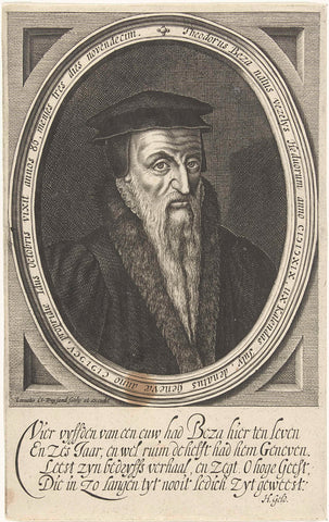 Portrait of Theodorus Beza, Cornelis Claesz. Duysend, 1630 - 1641 Canvas Print