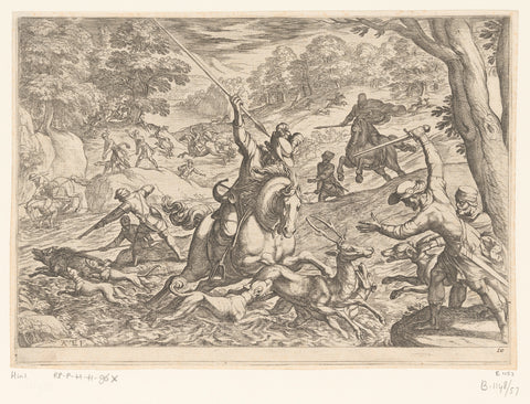 Hunting deer and wild boar, Antonio Tempesta, 1621 Canvas Print