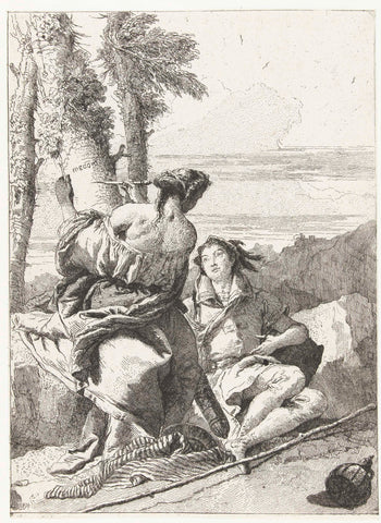 Medoro and Angelica carve their name in trunk, Giovanni Domenico Tiepolo, 1757 - 1760 Canvas Print