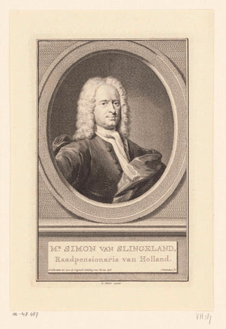 Portrait of Simon van Slingelandt, Jacob Houbraken, 1749 - 1759 Canvas Print