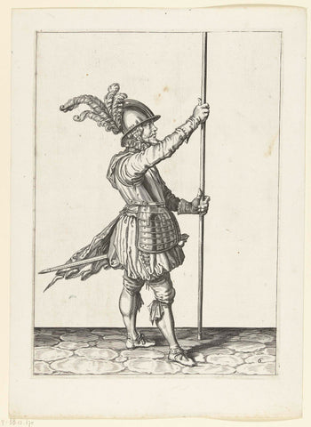 Soldier, turned to the left, who holds his skewer with both hands upright in front of him slightly above the ground, Jacob de Gheyn (II) (workshop or), 1597 - 1607 Canvas Print