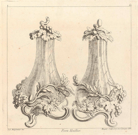 Design for an oil-and-vinegar set, Gabriel Huquier, Juste Aurèle Meissonnier, 1738 - 1749 Canvas Print