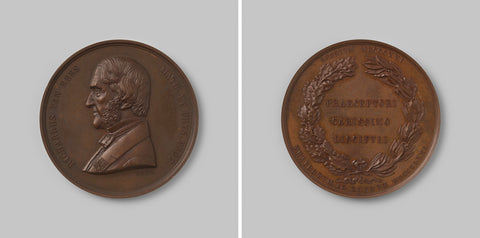 Richardus van Rees, professor of mathematics and physics at the University of Utrecht for fifty years, medals minted by order of his students, David van der Kellen (1804-1879), 1871 Canvas Print