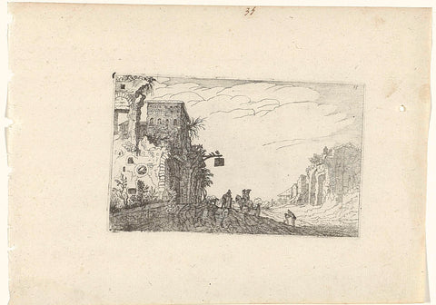 Road between ruins, Willem van Nieulandt (II), 1594 - 1685 Canvas Print