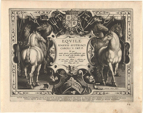 Title print of a series on the royal stables of Don Juan of Austria, Adriaen Collaert, c. 1578 - c. 1582 Canvas Print