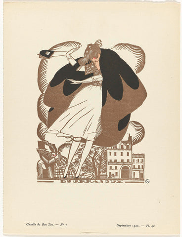 Gazette du Bon Ton, 1920 - No. 7, Pl. 48: Bourrasque, Fernand Siméon, 1920 Canvas Print