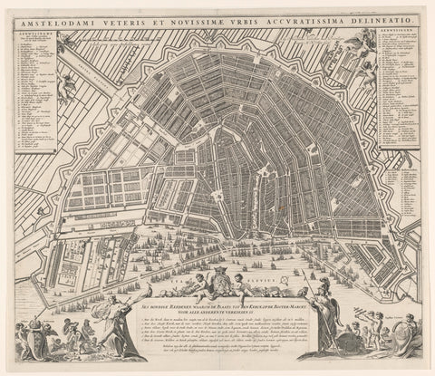 Map of Amsterdam with arguments for building new church, Pieter Hendricksz. Schut (possibly), 1688 - 1695 Canvas Print