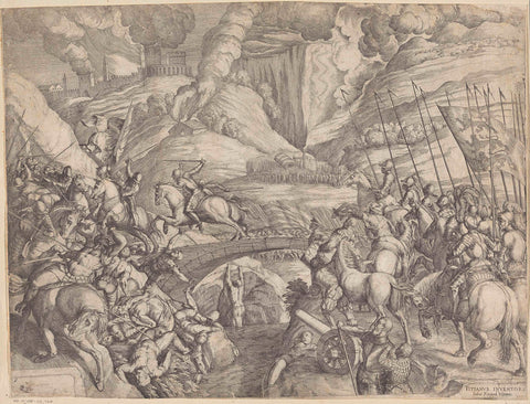 The Battle of Spoleto, Giulio Fontana, 1553 - 1582 Canvas Print