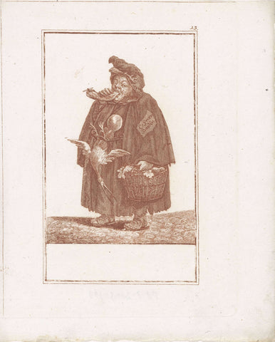 Dikke monnik met mand met gevogelte, Jacob Gole (attributed to), 1724 Canvas Print