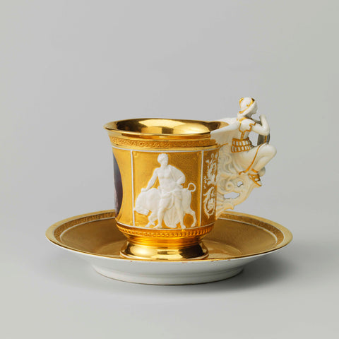 Cup and saucer with the portrait of Maria van Hohenzollern-Sigmaringen, Königliche Porzellan Manufaktur, c. 1867 Canvas Print