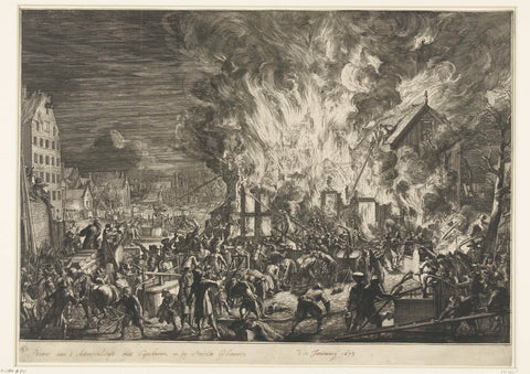 Brand in de lijnbanen van de Admiraliteit, 1673, Romeyn de Hooghe (attributed to), in or before 1690 Canvas Print