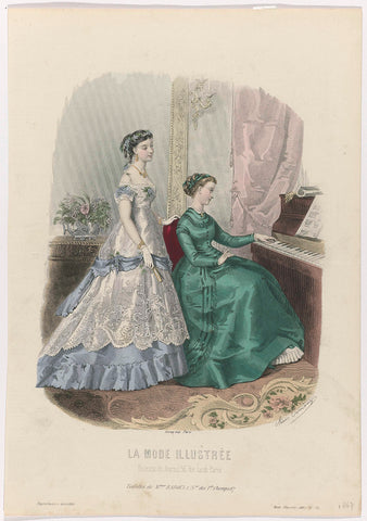 La Mode Illustrée, 1867, No. 34: Toilettes de Mmes Raboin (...), anonymous, 1867 Canvas Print