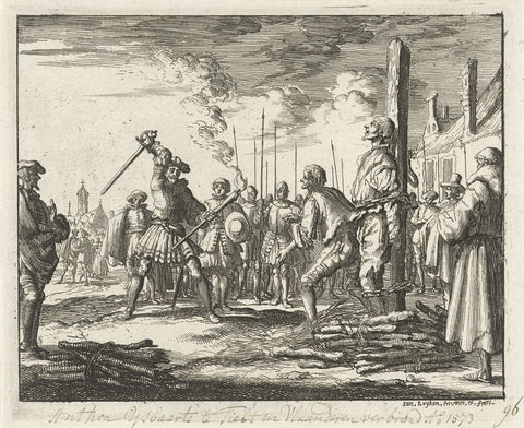 Anthonie IJsbaarts te Tielt op de brandstapel, 1573, Jan Luyken, 1685 Canvas Print