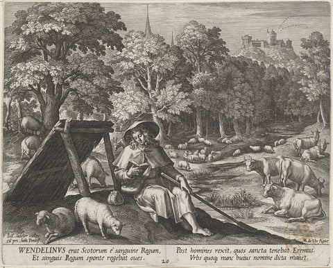 Heilige Wendelinus als kluizenaar, Johann Sadeler (I), 1600 Canvas Print