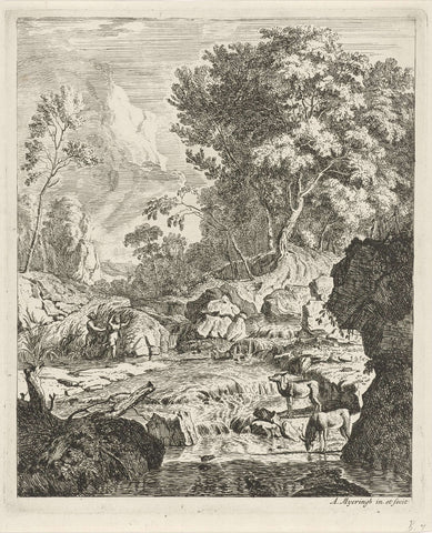 Pan and Syrinx, Albert Meyering, 1695 - 1714 Canvas Print