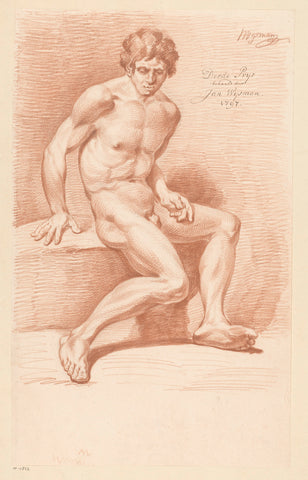 Seated male nude, seen from the side (3rd prize 1797), Jacobus Wijsman, 1797 Canvas Print