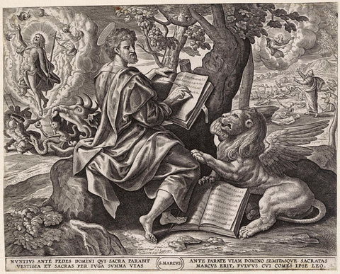 Evangelist Marcus, Johannes Wierix, 1595 - 1633 Canvas Print